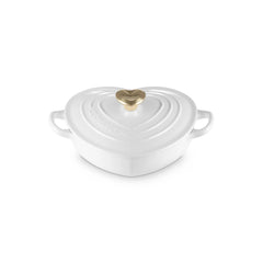 Shallow Heart Cocotte with Light Gold Heart Knob